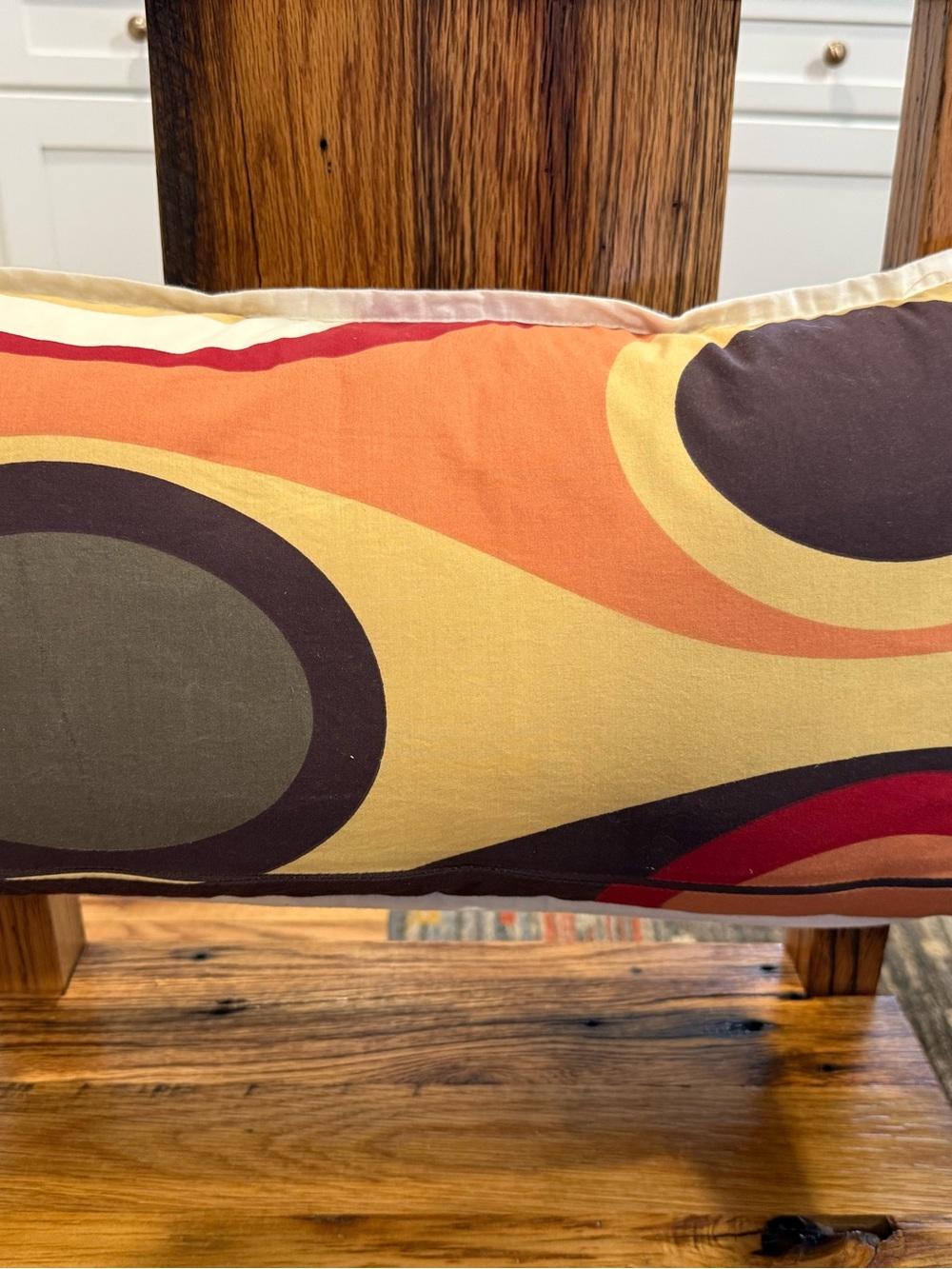 Decorative Throw Pillow with Retro Circle Pattern - Orange, Yellow, Brown